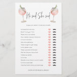 He Said She Said Wine Bridal Shower Game<br><div class="desc">Can be customised to suit your needs. © Gorjo Designs. Made for you via the Zazzle platform. // Looking for matching items? Other games from the set are available in the ‘collections’ section of my store. // Need help customising your design? Got other ideas? Feel free to contact me (Zoe)...</div>