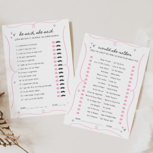 He said she said & Would she rather game card