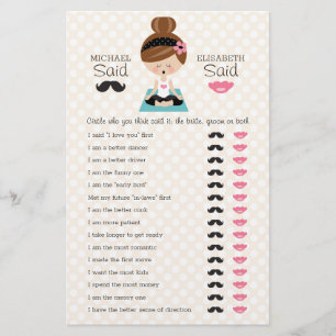 He Said She Said Yoga Girl Bridal Shower Game
