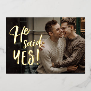 He Said Yes Gay Engagement Announcement Gold Foil