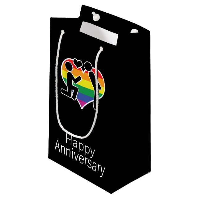 He Said Yes Happy Anniversary Gay Themed Small Gift Bag (Front Angled)