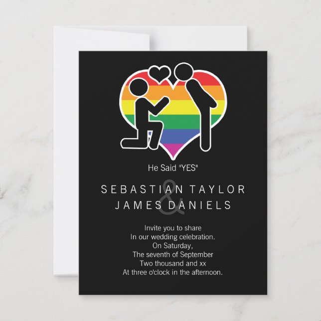 He Said Yes Mr And Mr Proposal Gay Wedding Invitation (Front)