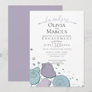 HE Said Yes Seashell Engagement Lilac Dusty Blue Invitation