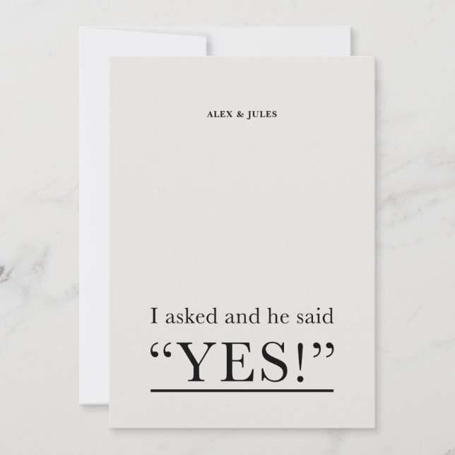 He Said Yes Word Text Engagement Party Invitation (Front)