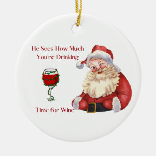 He Sees How Much You're Drinking on a Christmas  Ceramic Tree Decoration