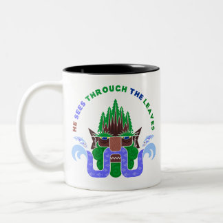 He sees through the leaves Two-Tone coffee mug