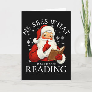 He Sees What You've Been Reading Funny Bookish Chr Card
