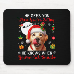 He Sees When You're Eating Snacks Xmas Labrador Re Mouse Mat