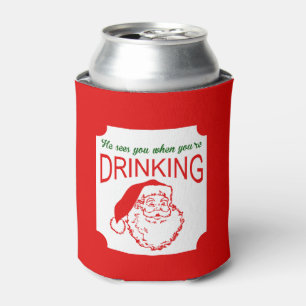 He Sees you Red Christmas Can Cooler