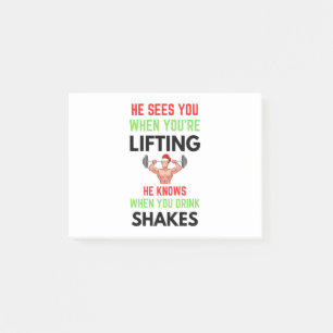 He Sees You When You’re Lifting Santa Claus Jingle Post-it Notes