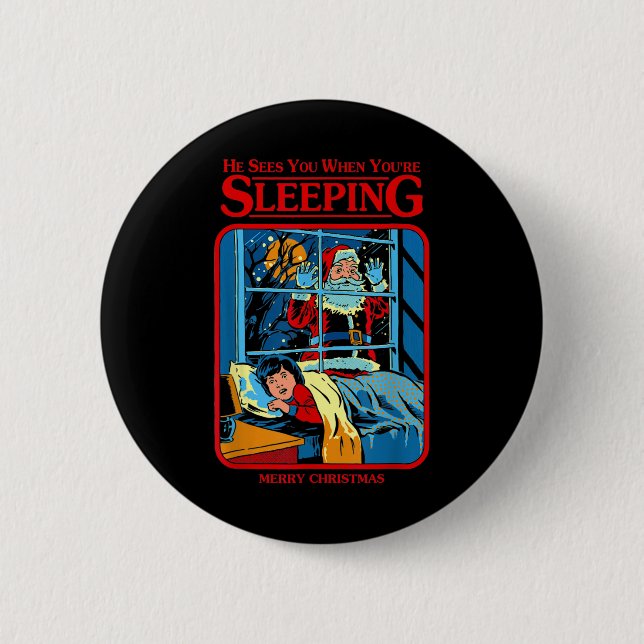He Sees You When You're Sleeping Merry Christmas  6 Cm Round Badge (Front)