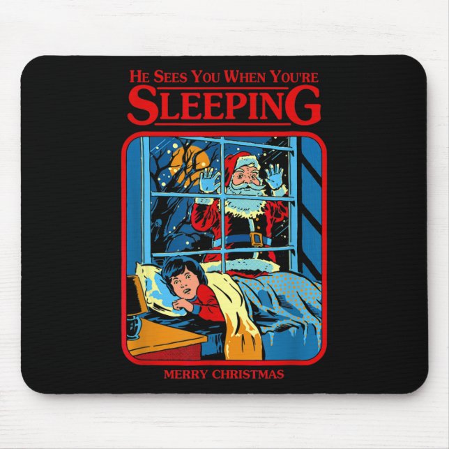 He Sees You When You're Sleeping Merry Christmas  Mouse Mat (Front)