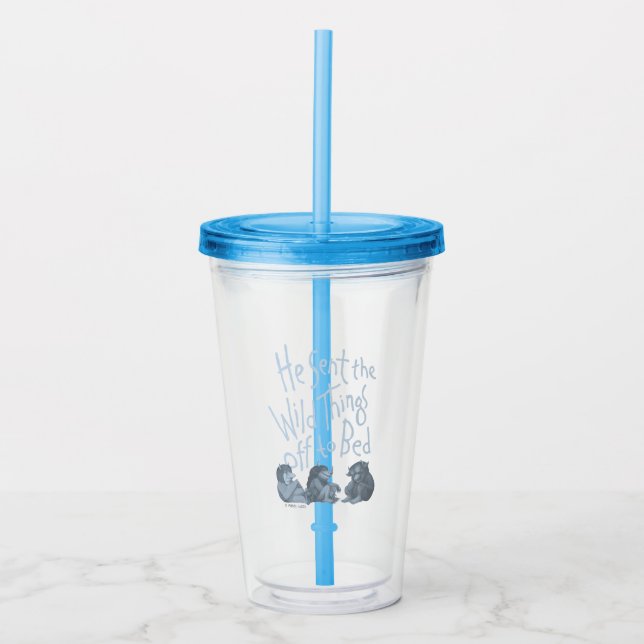 He Sent the Wild Things Off to Bed - Blue Acrylic Tumbler (Front)