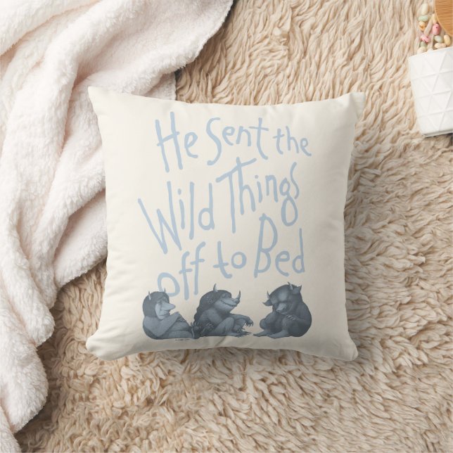He Sent the Wild Things Off to Bed - Blue Cushion (Blanket)