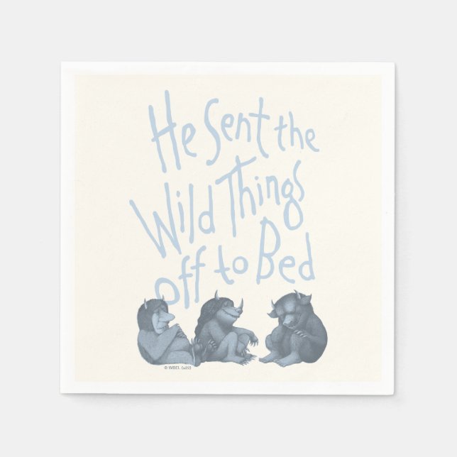 He Sent the Wild Things Off to Bed - Blue Napkin (Front)