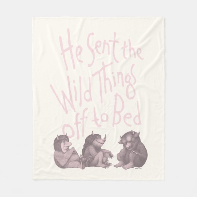 He Sent the Wild Things Off to Bed - Pink Fleece Blanket (Front)