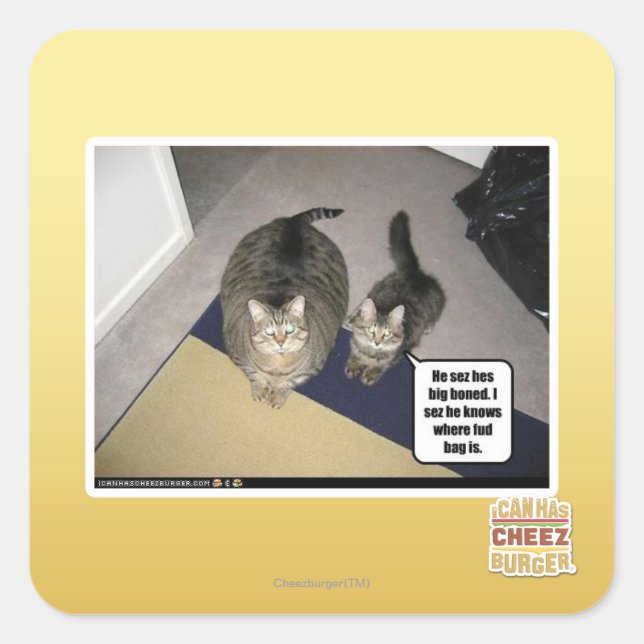 He sez hes big boned. square sticker (Front)