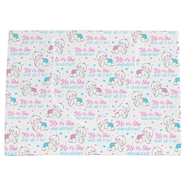He She New Baby Large Gift Bag (Front)