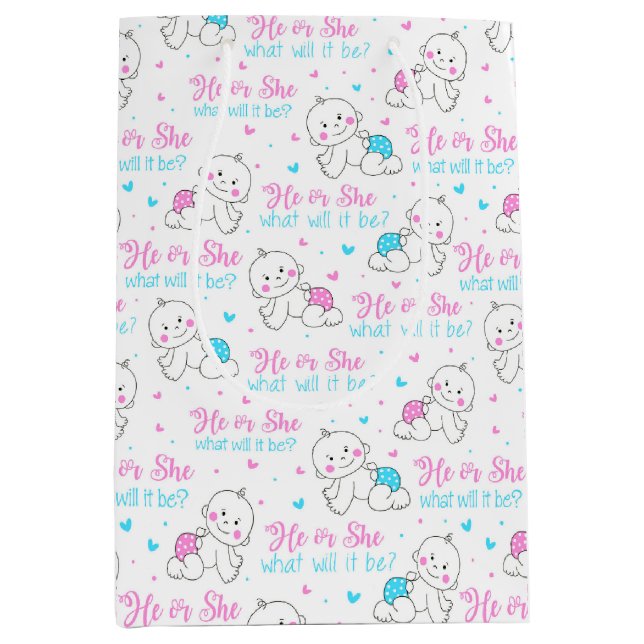 He She New Baby Medium Gift Bag (Front)