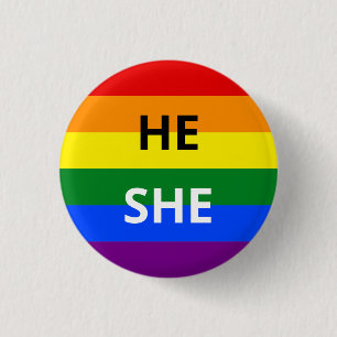 He/She Pronouns Rainbow Badge