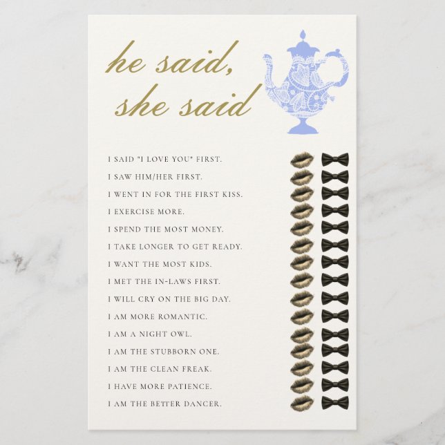 He She Said Bridal Tea China Lace Elegant Flyer (Front)