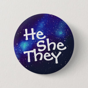He/She/They Customisable Galaxy Pronoun Button