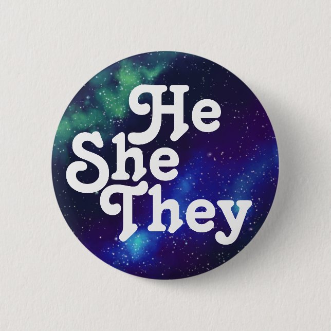 He/She/They Customisable Galaxy Pronoun Button (Front)