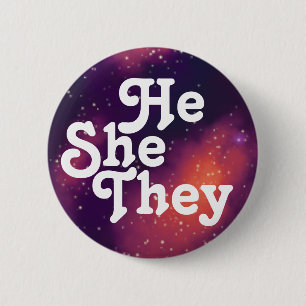 He/She/They Customizable Galaxy Pronoun 6 Cm Round Badge