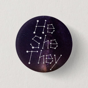 He/She/They Galaxy Starry Night Sky Constellation  3 Cm Round Badge
