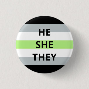 He/She/They Pronouns Agender Badge