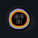 HE/SHE/THEY Pronouns Colourful Rainbow Circle Blac 3 Cm Round Badge<br><div class="desc">Decorate your outfit with this cool art button. Makes a great  gift! You can customise it and add text too. Check my shop for lots more colours and patterns! Let me know if you'd like something custom too.</div>