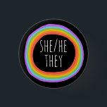 HE/SHE/THEY Pronouns Colourful Rainbow Circle Blac 3 Cm Round Badge<br><div class="desc">Decorate your outfit with this cool art button. Makes a great  gift! You can customise it and add text too. Check my shop for lots more colours and patterns! Let me know if you'd like something custom too.</div>