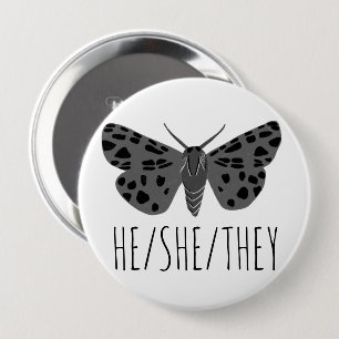 HE/SHE/THEY Pronouns Handdrawn Moth Insect 10 Cm Round Badge