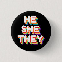 He/She/They Pronouns Rainbow 3D Retro