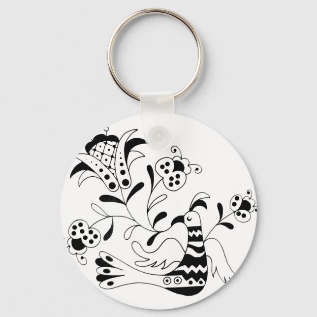 He Sings a Flower Key Ring (Front)