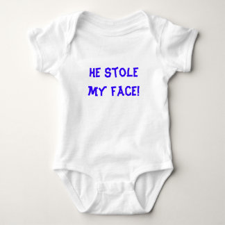 He stole my face! baby bodysuit