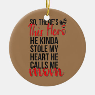 He Stole My Heart Firefighter Mum Of A Fireman  Ceramic Tree Decoration
