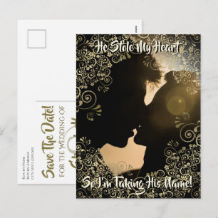 He Stole My Heart Wedding Save the Date Postcard