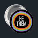 HE THEM Colourful Gender Rainbow Circle Pronouns 7.5 Cm Round Badge<br><div class="desc">Decorate your outfit with this cool art button. Makes a great  gift! You can customise it,  change colours,  fonts,  and add text too. Check my shop for lots more colours and patterns! Let me know if you'd like something custom too.</div>
