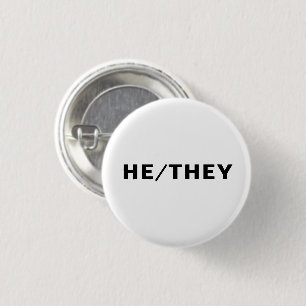 He, They black white gender pronouns Lgbtq Pride 3 Cm Round Badge