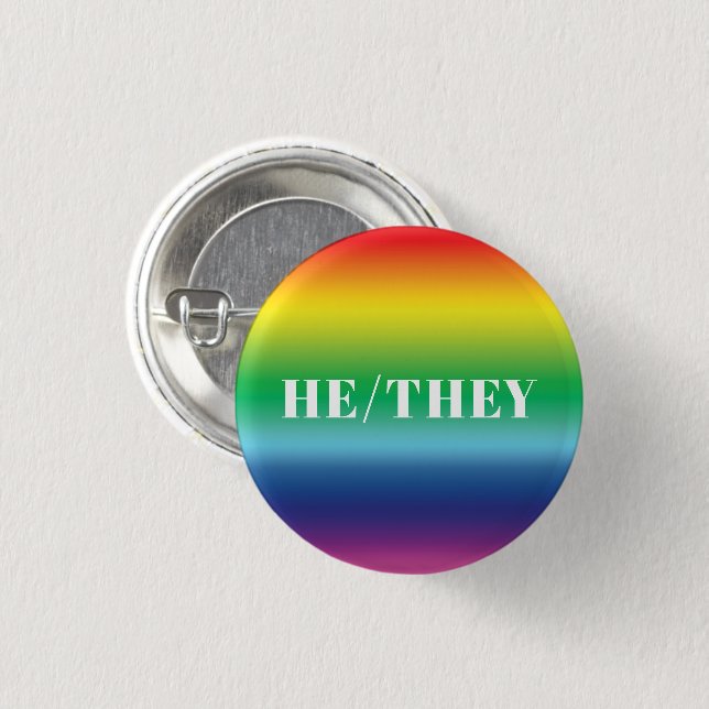 He They gender pronouns rainbow Lgbtq pride 3 Cm Round Badge (Front & Back)