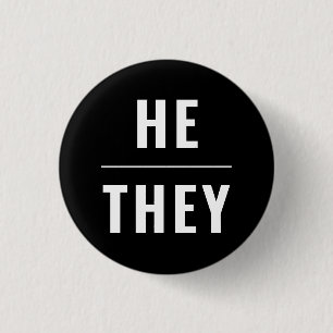 He They Gender Pronouns white black lgbtq pride 3 Cm Round Badge