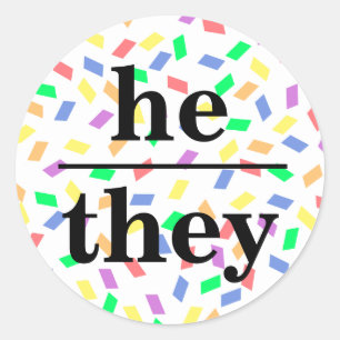 He they pastel rainbow sprinkles pronoun classic round sticker