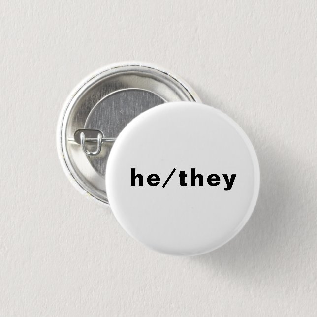 He, They Preferred Pronouns Lgbtq Lgbt Pride 3 Cm Round Badge (Front & Back)