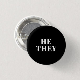 He, They Preferred Pronouns Lgbtq Lgbt Pride Black 3 Cm Round Badge