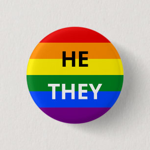 He/They Pronoun Rainbow Badge