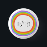HE/THEY Pronouns Colourful Rainbow Circle  3 Cm Round Badge<br><div class="desc">Decorate your outfit with this cool art button. Makes a great  gift! You can customise it and add text too. Check my shop for lots more colours and patterns! Let me know if you'd like something custom too.</div>