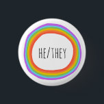 HE/THEY Pronouns Colourful Rainbow Circle  3 Cm Round Badge<br><div class="desc">Decorate your outfit with this cool art button. Makes a great  gift! You can customise it and add text too. Check my shop for lots more colours and patterns! Let me know if you'd like something custom too.</div>