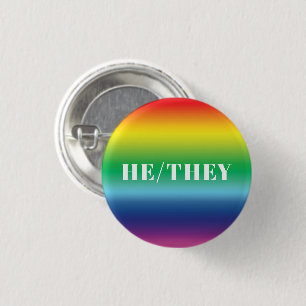 He, They Pronouns Lgbtq Lgbt Pride Rainbow Colours 3 Cm Round Badge