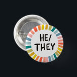 HE/THEY Pronouns Rainbow Soft Circle Rings 3 Cm Round Badge<br><div class="desc">Decorate your outfit with this cool art button. You can customise it and add text too. Check my shop for lots more colours and patterns! Let me know if you'd like something custom too.</div>